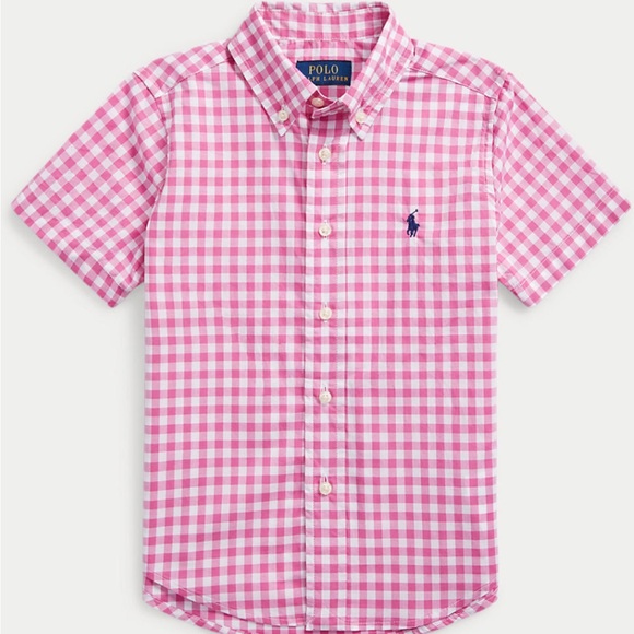 Polo Ralph Lauren Other - Polo Ralph Lauren boys size 5 Gingham Cotton Poplin Short-Sleeve Shirt